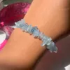 Pulseras de chip de cristal para nias pulsera elstica de piedra de energy curativa para mujeres piedra de cristal de aguamarina azul