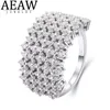 مع الحجارة الجانبية S925 Sterling Silver D Color 5 Row Flower Flower RING HAND GUID JELLERRY للنساء بالجملة 230710