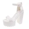 Femmes bride à la cheville Super talons sandales été 2023 mode dos fermeture éclair plate-forme gros talons gladiateur chaussures