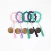 Key Rings New Cross-Border Beaded Wooden Bead Keychain Fashion Personality Disc Tassel Bracelet Ring Female Wholesale Drop Delivery J Dhnpm