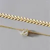 Anhänger Halsketten Boho Mode Gold Farbe Pfeil Olivenblatt Kette Runde Kristall Halskette Für Frauen Vintage Weibliche Punk Einfache Frieden schmuck