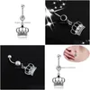 Pierścionki z dzwonkiem do pępka Piercing dla kobiet Sier Crown stal chirurgiczna Summer Beach Fashion biżuteria do ciała Drop Delivery Dhswv