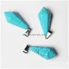 Charms Natural Stone Quartz Crystal Unakite Tiger Eye Pendum Hexagonal Pyramid Pendend для DIY Ювелирные изделия.