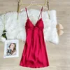 Women's Sleepwear Lace Trim Spaghetti Strap Nightgown Women Sexy V-Neck Backless Mini Nightdress Intimate Home Dress With Bra Nightwear