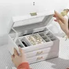 Boxes Jewelry Boxes Luxury Handheld Organizer Travel Jewellery Case Portable Box PU Storage Earring Holder 230710