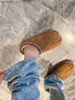 Slippers Tasman Chestnut Fur Slides Sheepskin Shearling Tazz Classic Mules Women Men Ultra Mini Platform Boot Slip-on Shoes Suede Upper Fall Winter UGGity T230711