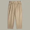 Men's Pants Red Ankle Length Double Pleated Retro Men Cropped Trousers Gurkha