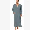 Vêtements ethniques 2023 couleur unie Abaya Islam mode hommes musulmans col en v Kameez manches longues arabe Thobe Simple Abayas Robe Qfriends homme