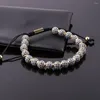 Strand Lyx Iced Out Smycken Blå CZ Micro Pave Ball Beads Justerbart armband Hip Hop För Kvinnor Män