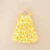 Vestidos para meninas Vestidos para meninas Estampa infantil Princesa Sling Verão Coreano Roupas infantis Alça espaguete Bebê Vestidos florais