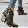 Buty 2022 Kobieta jesienna zima skórzana kowboja buty Bukle Women klinowe botki na wysokim obcasie Botas Mujer L230711