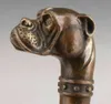 Decorative Objects Figurines Bronze Statue Dog Old Cane Walking Stick Head Handle Accessorie Collection Height 6 7cm 230710