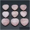 Pierre Naturelle Coeur 25Mm 30Mm Rose Quartz Yoga Méditation Énergie Perle Pour Chakra Guérison Décoration Drop Delivery Bijoux Dhhnc