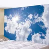 Wandtapijten woondecoratie tapijt blauwe lucht en witte wolken tapijt zee muur opknoping voor slaapkamer woonkamer 230x180cm