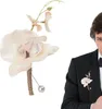 Dekoracyjne Kwiaty Groom Boutonniere | Ręcznie robione sztuczne butonierki Phalaenopsis - i męski stanik na ceremonię ślubną Anni