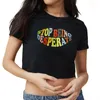 Women's T Shirts Women Colorful Letter Stop Desperate Crop Top Short Sleeve Graphic Navel T-Shirt