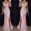 Vestidos casuales Cutubly Sparkly Formal Bodycon Maxi Sexy con cuello en V Mesh Patchwork Split Homecoming Dress Robe para mujeres Club Wear Party