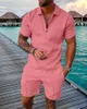 Mens Tracksuits Summer Tracksuit Luxury Printed Polo Lapel Shirt Shorts Sleeve And Short Pant 2 Piece Sets Social Elegant Male Clothing 230710