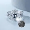 Anneaux de bande trois en un 925 couronne en argent personnalisé nom de projet nom de projet réglable 100 langue je t'aime femmes bague de mariage 230711