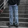 Jeans för män Herr Breda ben Denim Rippade byxor Lös Rak Baggy Streetwear Skateboard Byxor Neutral Byxa Hip Hop 230711