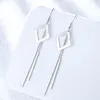 Dangle Earrings Simple Rose Gold Long Tassel Chain Silver Color Drop For Women Korean Aesthetic Trendy Jewelry