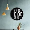 Wall Clocks Round Clock With Remote Control 12 Inch LED Digital Display Temperature Humidity Calendar Electronic Alarm Home Decor