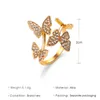 Обручальные кольца модные милые открытие бабочки Регулируемая инкрустация циркона изыскание для женщин -ювелирных украшений.