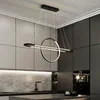 Chandeliers Simple LED Chandelier Modern Kitchen Island Long Hanging Light Dining Bar Office Coffee Restaurant Home Gold Black Pendant Lamps