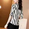 Blouses pour femmes été imprimé floral chemise en mousseline de soie dames arc surdimensionné Blouse femme à manches courtes lâche décontracté mode pull haut