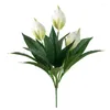 Decorative Flowers Simulation High Quality Plant White Palm Flower Bouquet Good Luck Fake Home Wedding Green Decoration