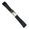 Pulseira de relógio de silicone de borracha preta macia de 20mm ROL 111261 SUBGMTYM Acessórios pulseira com fecho prateado2839045