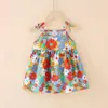 Vestidos para meninas Vestidos para meninas Estampa infantil Princesa Sling Verão Coreano Roupas infantis Alça espaguete Bebê Vestidos florais