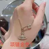 Western Empress Dowager Vivian Full Diamond Pins Saturn Level Great Flash High Edition Small Fragrance Necklace Chain2112