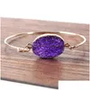 Charme Bracelets Mode Druzy Drusy Bracelet Plaqué Or Ovale Irregar Imitation Pierre Naturelle Bracelet Pour Femmes Bijoux Drop Delivery Dhdwy