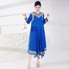 Casual Dresses Retro Ethnic Regular Full Dress Spring Summer Ladies V Neck Stitching Maxi 2023 Elegant