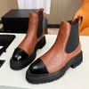 Cowhide patent leather Ankle boots leather check chunky block low heel Chelsea boot round Toe slip-on booties luxury designer shoes factory footwear With box