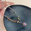 Pendentif colliers mode coloré strass amour coeur eau naturelle riz perle couture pour les femmes bijoux de mariage cadeau