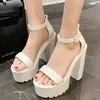 Femmes bride à la cheville Super talons sandales été 2023 mode dos fermeture éclair plate-forme gros talons gladiateur chaussures