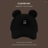 Ball Caps Japanese Embroidery Cute Bear Ears Baseball Autumn And Winter Imitation Lamb Cashmere Warm All-match Peaked Hats For Women