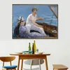 Female Canvas Art Boating Couple Edouard Manet Paintings Handmade Romantic Modern Bedroom Decor