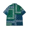 Chándales de hombre Estilo étnico de verano Camisas para hombre Camisa de manga corta hawaiana con estampado de Paisley verde y pantalones cortos con cordón Conjunto Streetwear 230711