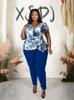 Calças conjunto de duas peças roupa feminina elegante fino ajuste superior e calças legging terno de verão roupas de férias plus size atacado dropshipping