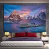 Tapestries Aurora Snow Mountain Landscape Tapestry Wall Hanging Style Mystery Home Wall Decor Background Cloth