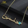 Collane con ciondolo Collana con nome arabo personalizzato Birthstone Acciaio inossidabile con nome Gioielli personalizzati Regali per le donne 230710