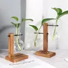 Jarrones hidropónicos para plantas, bombilla transparente, marco de madera de vidrio, maceta Vintage, mesa, decoración de bonsái para el hogar, regalo creativo