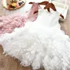 Girl Dresses 3-8 Years Cute Girls Summer White Princess Fluffy Sleeveless Clothes Children Smash Cake Ball Gown Baby Kid Casual Wear