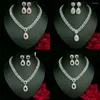 Halsband Örhängen Set HIBRIDE Lyx Fyra Färger Kvinnor Bröllopsklänning Smycken Big Dangle Drop Brud CZ N-1072