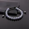 Strand Luxe Iced Out Sieraden Blauw CZ Micro Pave Ball Kralen Verstelbare Armband Hip Hop Voor Vrouwen Mannen