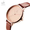 腕時計ブランド Shengke レザー女性腕時計高級腕時計ファッションレディースジュネーブクォーツ時計レロジオ Feminino SK