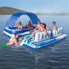 Sand Play Water Fun Summer Floating Row Gonfiabile Island Chair Bed Pad Mat Zattere da piscina per adulti Pesca sportiva 230711